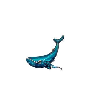Blue Whale Gold Trim Enamel Brooch Pin Ocean Animal Jewelry Gift